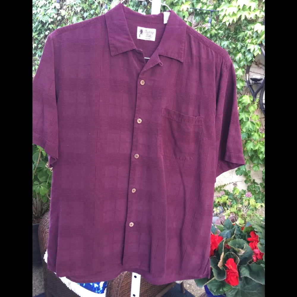 Vintage Silk Men’s Shirt Sleeve Dress Shirt Size M